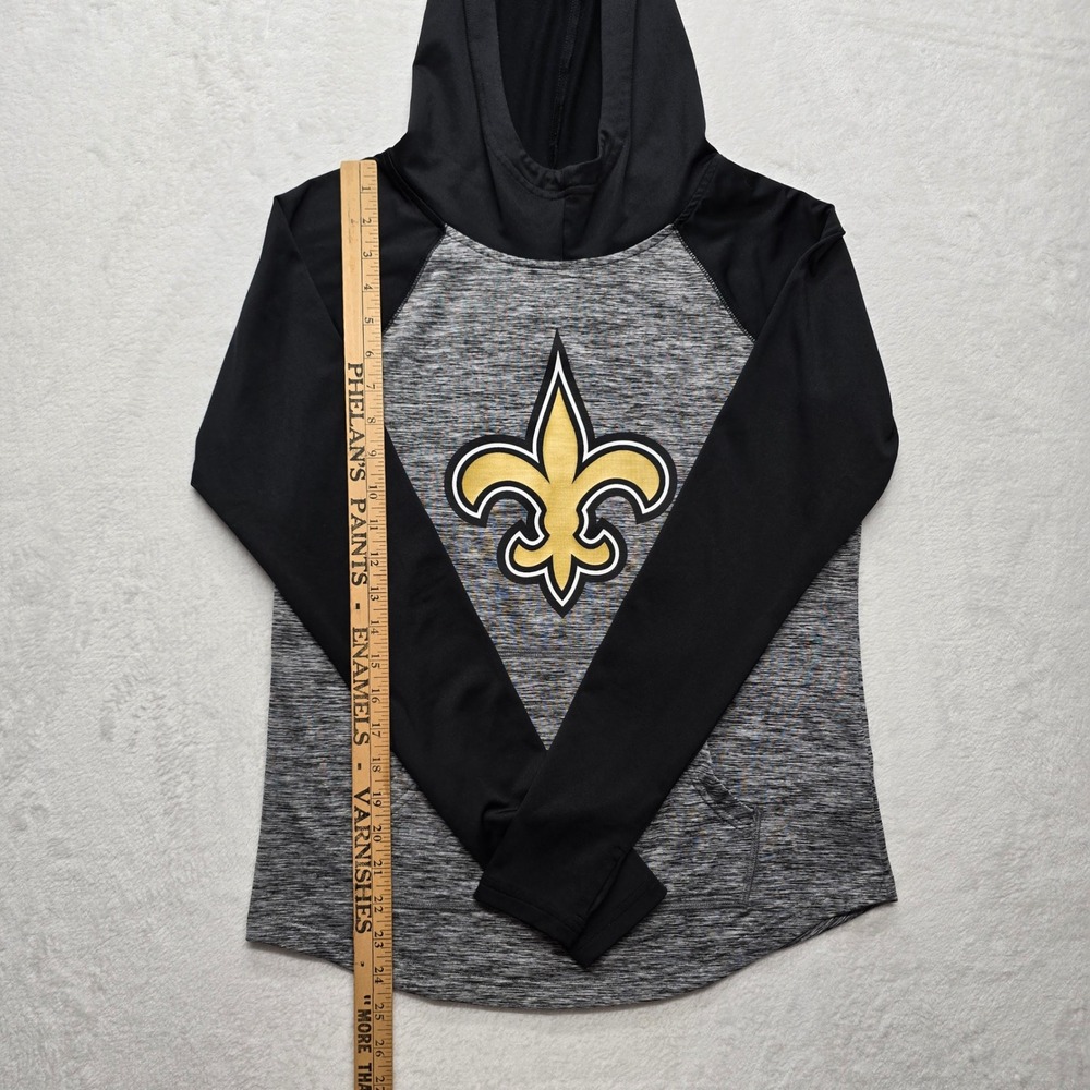 NFL Saints‎ G-III 4Her Hoodie Gray Black Logo Womens Small - Picture 8 of 10
